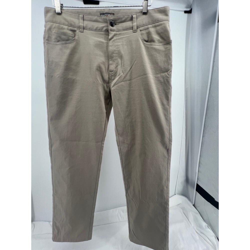 Peter Millar Crown Sport Mens Chinos Pants Khaki 34x29Flat Front EB66